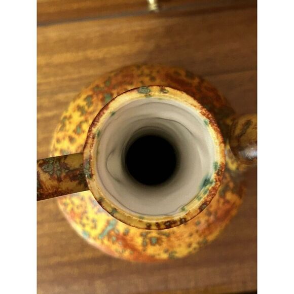 MCM Ceramic Studio Pottery Coffee Pot Orange Speckled Vintage - Picture 5 of 10